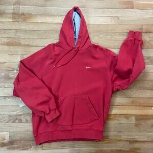 Vintage 90s Red Nike Medium Embroidered Hoodie Small Swoosh Rare Y2K